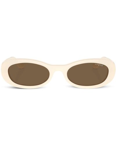 Vogue Eyewear Logo-print Oval-frame Sunglasses - Natural