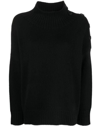Yves Salomon Button-detail Knitted Sweater - Black