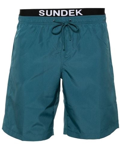 Sundek Logo-patch Layered Swim Shorts - Blue