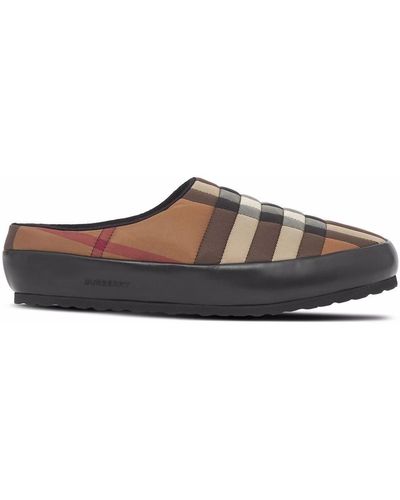 Burberry Check-pattern Slippers - Brown
