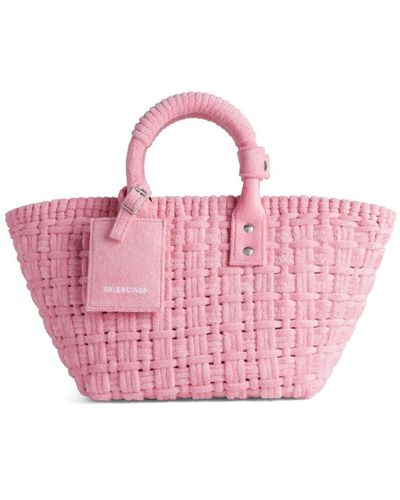 Balenciaga Xs Bistro Basket Tote Bag - Pink