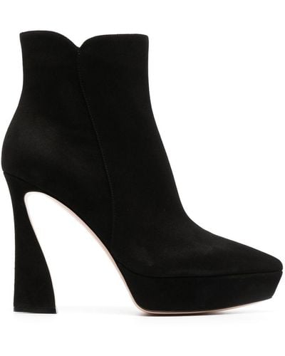 Gianvito Rossi Aura 85 Suede Ankle Boots - Black