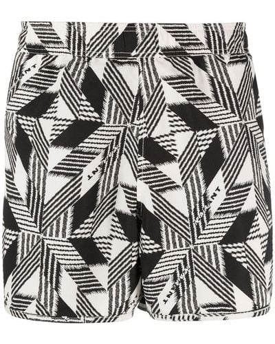 Isabel Marant Geometric-print Swim Shorts - Black