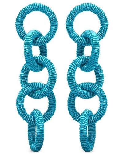 Oscar de la Renta Coil Circle Link Earrings - Blue