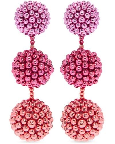 Oscar de la Renta Beaded Sphere Ohrclips - Pink