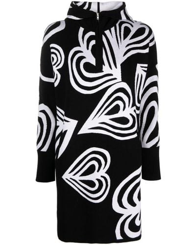 Diane von Furstenberg Robe en maille intarsia à capuche cœur - Noir