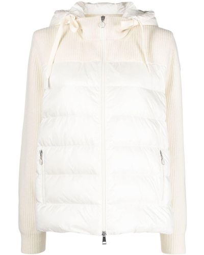 Moncler Quilted-panel Hooded Cardigan - White