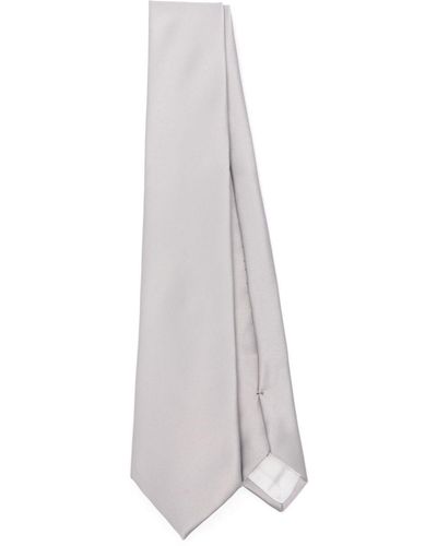 Tagliatore Plain Satin Tie - White