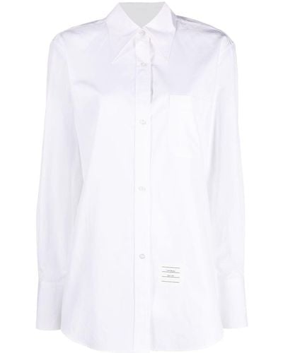 Thom Browne Camisa con parche del logo - Blanco