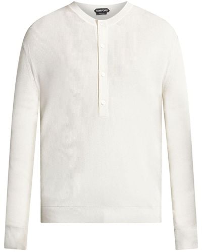 Tom Ford Henley-Pullover mit rundem Ausschnitt - Weiß