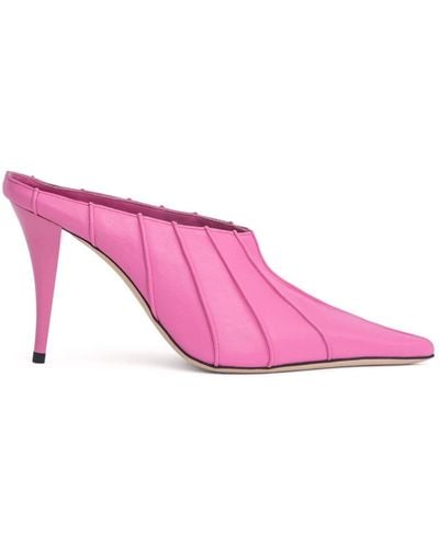 BY FAR Trish 100mm Leather Mules - Pink