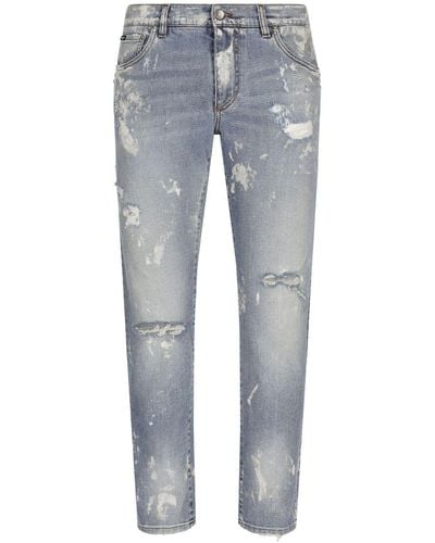 Dolce & Gabbana Jeans slim con effetto vissuto - Blu