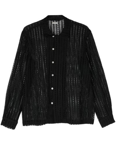 Bode Meandering Lace Cotton Shirt - Black