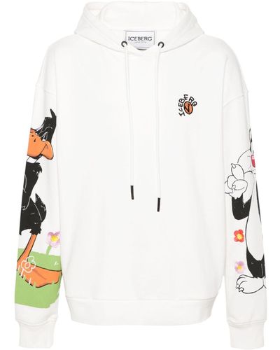 Iceberg Illustration-print Knitted Hoodie - White