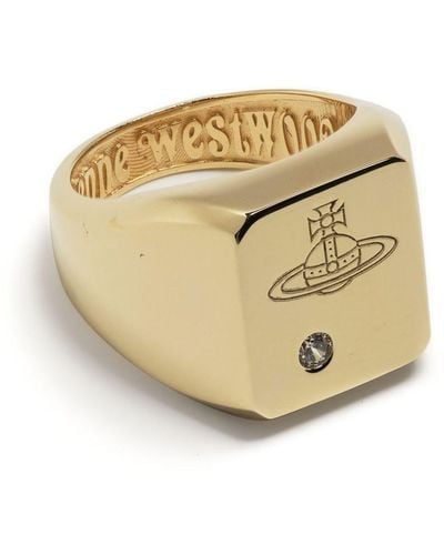 Vivienne Westwood Anillo Orb con logo grabado - Metálico