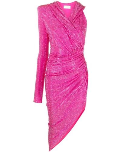 Alexandre Vauthier Rhinestone-Embellished Hooded Dress - Pink