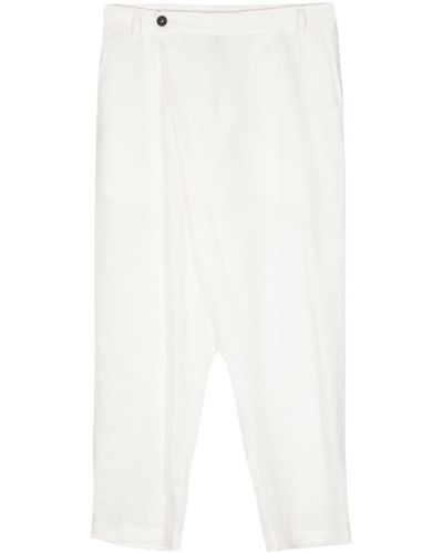 Isabel Benenato Pantalones capri con diseño cruzado - Blanco