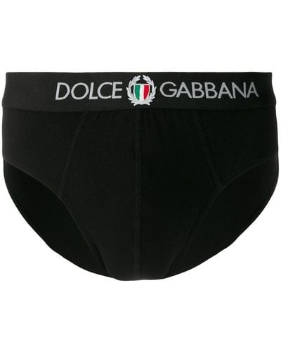 Dolce & Gabbana Slip mit Logo-Stickerei - Schwarz