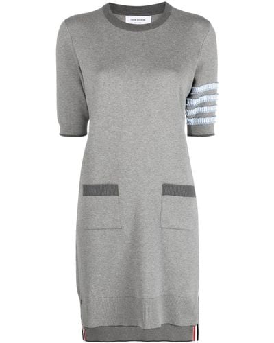 Thom Browne 4-bar Stripe Knitted Minidress - Gray