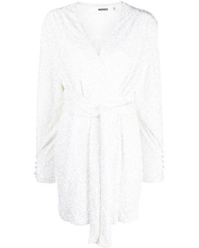 ROTATE BIRGER CHRISTENSEN Samantha Sequin Wrap Dress - White