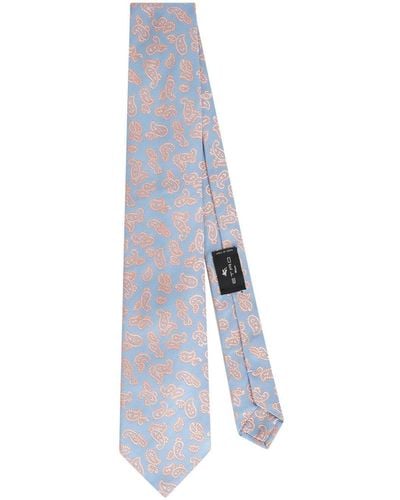 Etro Cravate en soie à imprimé cachemire - Blanc