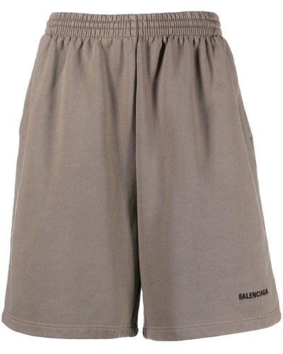 Balenciaga Cotton Sweat Shorts - Natural