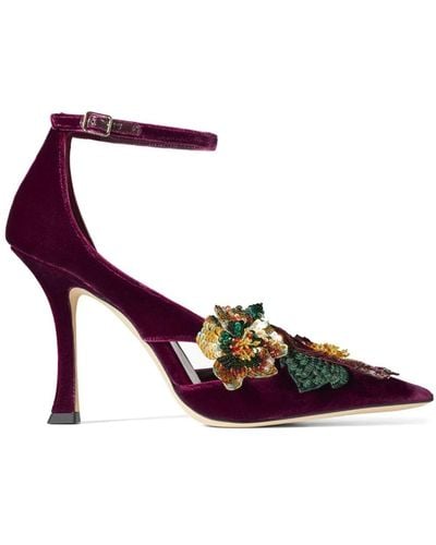 Jimmy Choo Zapatos de tacón Azara con aplique floral - Morado