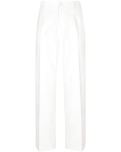 Dolce & Gabbana Pressed-crease Straight-leg Trousers - White