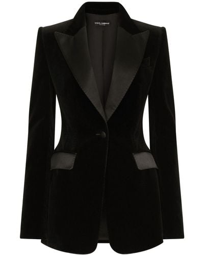Dolce & Gabbana ベルベット シングルジャケット - ブラック