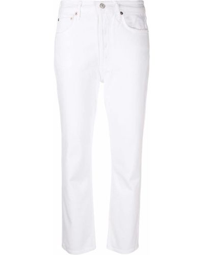Agolde High-Waist Cropped Jeans - White