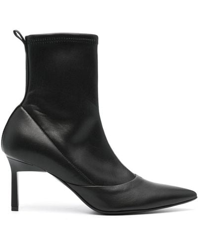 Calvin Klein 75mm Sock-style Ankle Leather Boots - Black