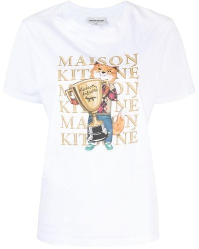 Maison Kitsuné Fox Champion コットン Tシャツ - ホワイト