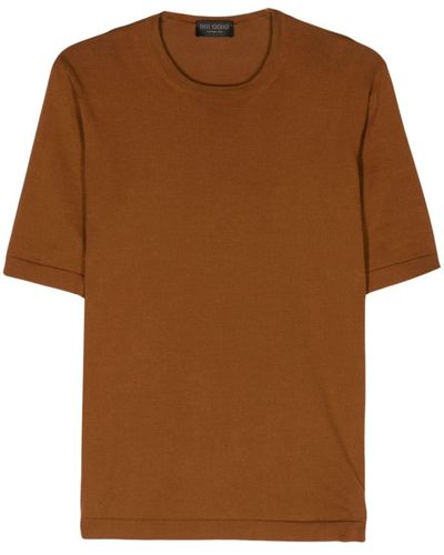 Dell'Oglio T-Shirt aus geripptem Strick - Braun