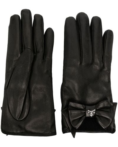 Philipp Plein Skull & Bones Mid Leather Gloves - Black