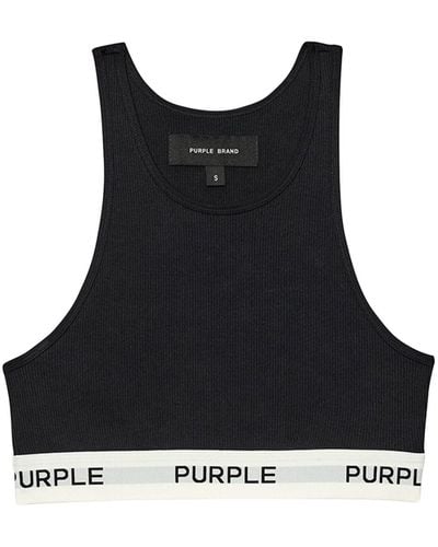 Purple Brand Sport-BH mit Logo-Streifen - Schwarz