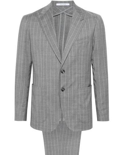Tagliatore Single-breasted Striped Wool Suit - Grey