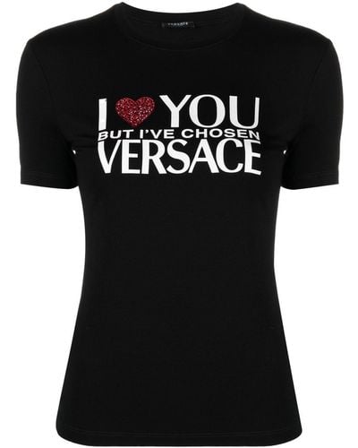 Versace T-shirt Met Tekst - Zwart