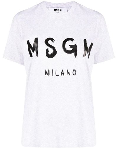 MSGM Logo-print Cotton T-shirt - Gray