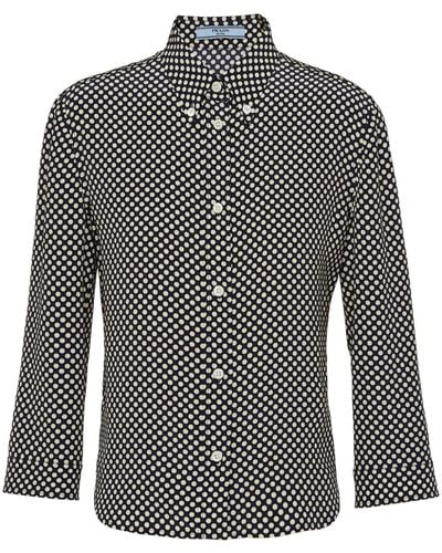 Prada Marocain Polka-dot Silk Shirt - Black