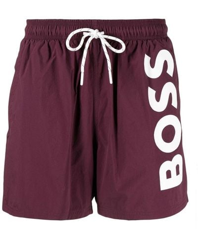 BOSS Logo-print Swim Shorts - Purple