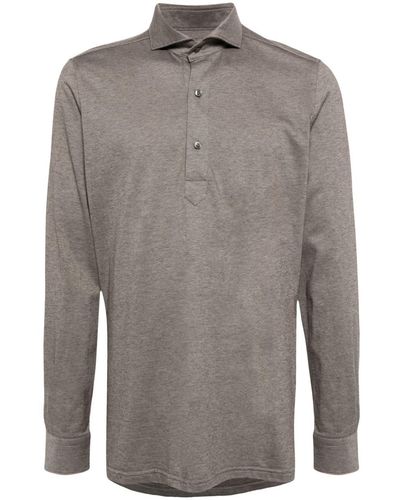 N.Peal Cashmere Marseille Long-sleeve Polo Shirt - Gray
