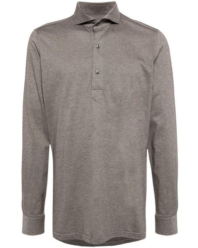 N.Peal Cashmere Marseille long-sleeve polo shirt - Grau