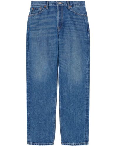 RE/DONE Contrast-stitching Cotton Straight-leg Jeans - Blue