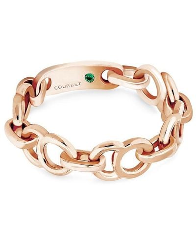 COURBET 18kt Recycled Rose Gold Celeste Chain Ring - Pink