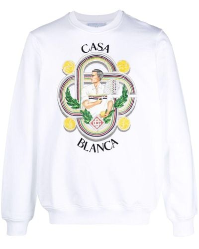 Casablancabrand Le Joueur Sweatshirt aus Bio-Baumwolle - Weiß
