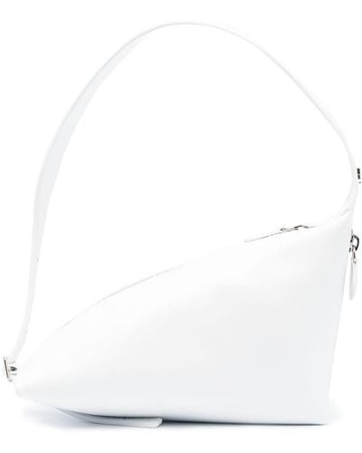 Courreges Sac porté épaule asymétrique à plaque logo - Blanc