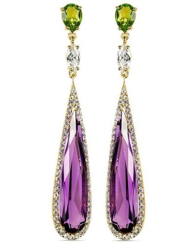 Anabela Chan 18kt Yellow Gold Vermeil Shard Multi-stone Earrings - Purple