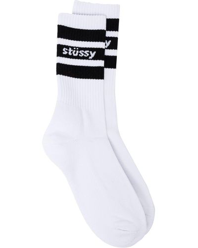 Stussy Striped Crew Cotton Socks - White