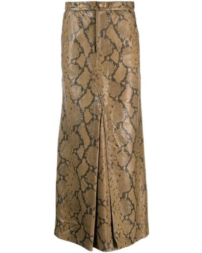 Dorothee Schumacher Snakeskin-effect Leather Long Skirt - Natural