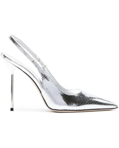 Paris Texas Lidia 115mm Metallic-effect Leather Court Shoes - White